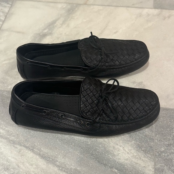 Bottega Veneta Black Intrecciato Woven Leather Slip on Driving Loafers Sz 43.5 - Picture 1 of 9
